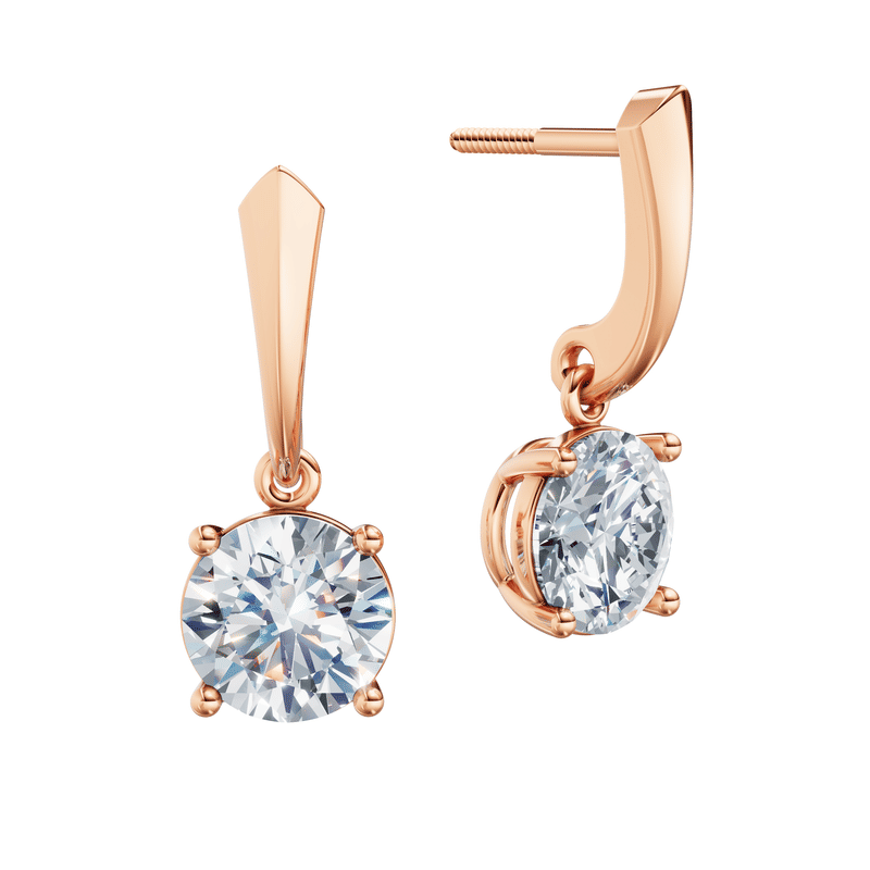 Dámské náušnice DF 6421, růžové zlato s laboratorními diamanty o celkové váze 3.00 ct VS1/F