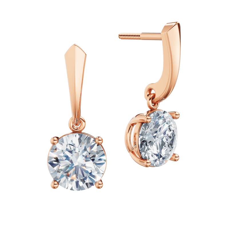 Dámské náušnice DF 6422, růžové zlato s laboratorními diamanty o celkové váze 4.00 ct VS1/F