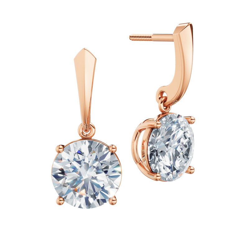 Dámské náušnice DF 6423, růžové zlato s laboratorními diamanty o celkové váze 6.00 ct VS1/F