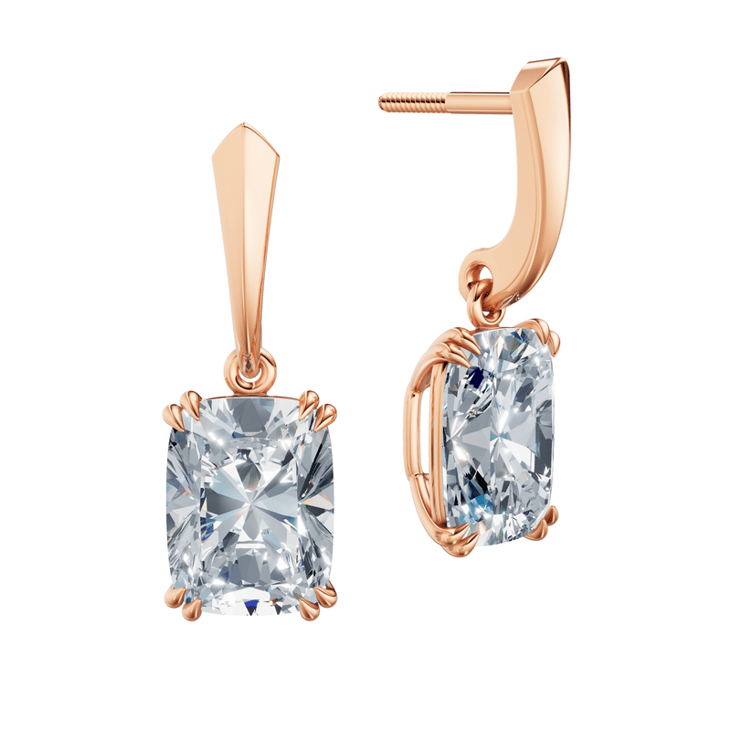 Dámské náušnice DF 6439, růžové zlato s laboratorními diamanty o celkové váze 6.00 ct VS1/F