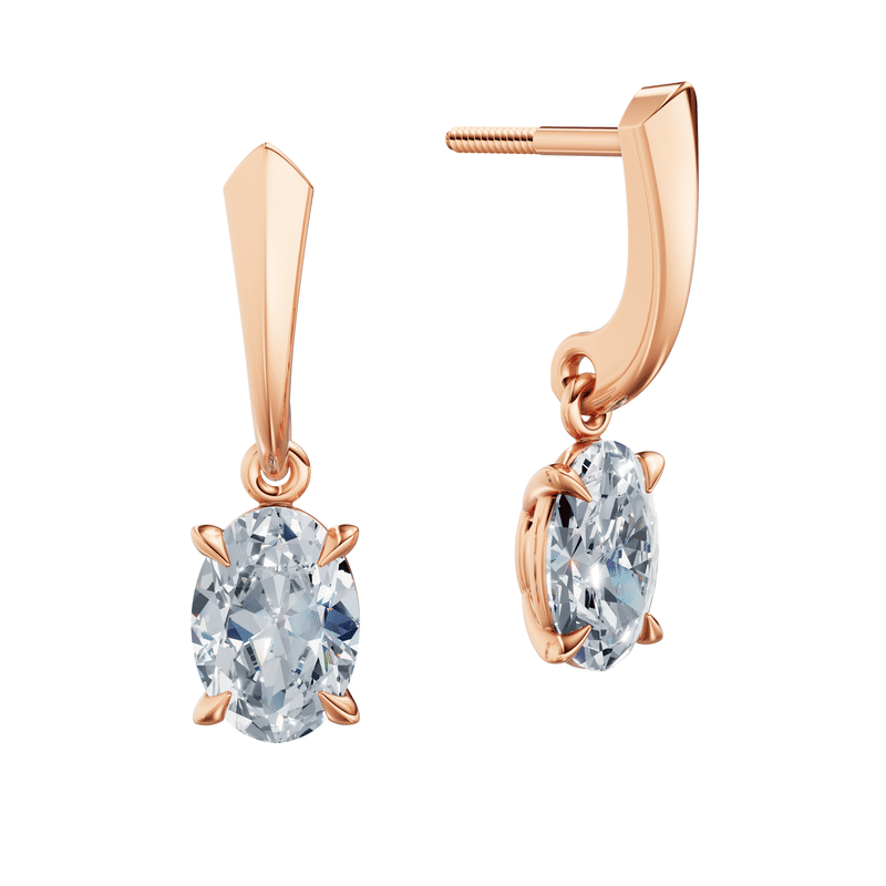 Dámské náušnice DF 6432, růžové zlato s laboratorními diamanty o celkové váze 2.00 ct VS1/F