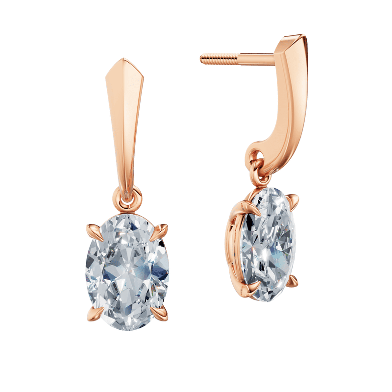 Dámské náušnice DF 6433, růžové zlato s laboratorními diamanty o celkové váze 3.00 ct VS1/F