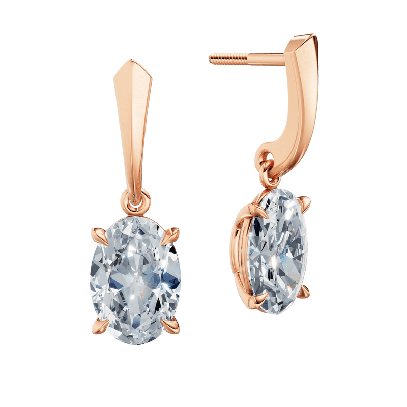 Dámské náušnice DF 6434, růžové zlato s laboratorními diamanty o celkové váze 4.00 ct VS1/F