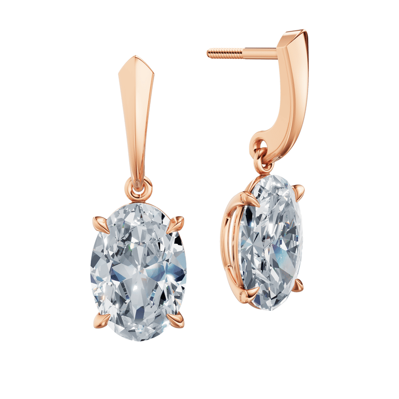 Dámské náušnice DF 6435, růžové zlato s laboratorními diamanty o celkové váze 6.00 ct VS1/F