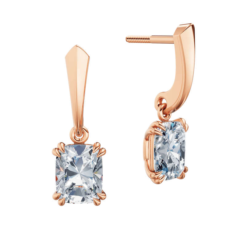 Dámské náušnice DF 6437, růžové zlato s laboratorními diamanty o celkové váze 3.00 ct VS1/F