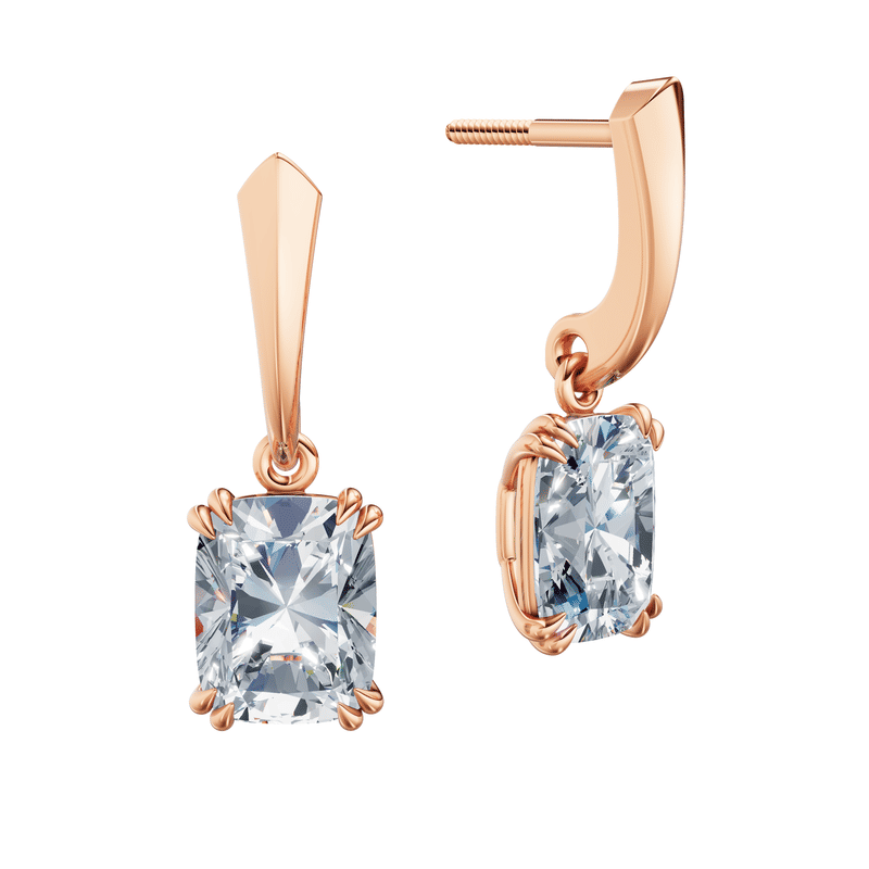 Dámské náušnice DF 6438, růžové zlato s laboratorními diamanty o celkové váze 4.00 ct VS1/F