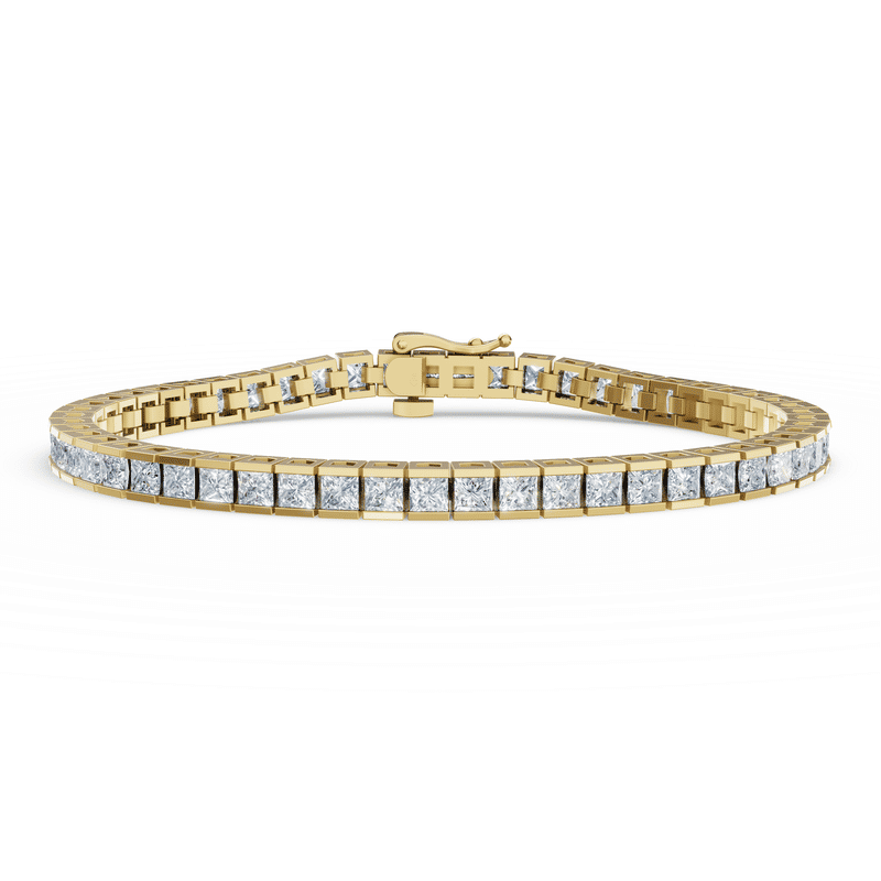 Dámský tenisový náramek DF 6504 ze žlutého zlata, s laboratorními diamanty, velikost L