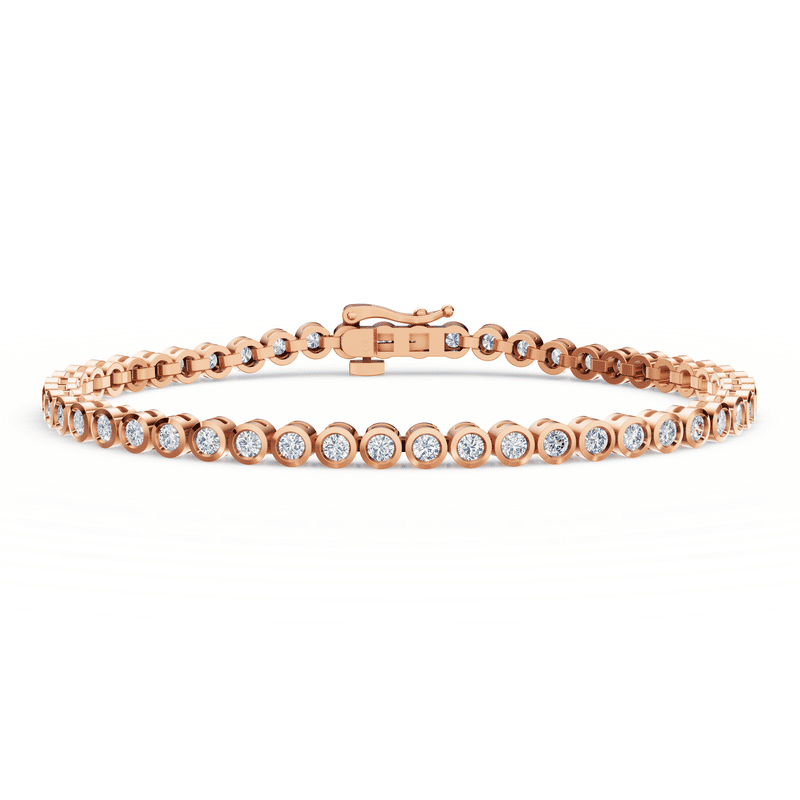 Dámský tenisový náramek DF 6506 z růžového zlata, s laboratorními diamanty, velikost M