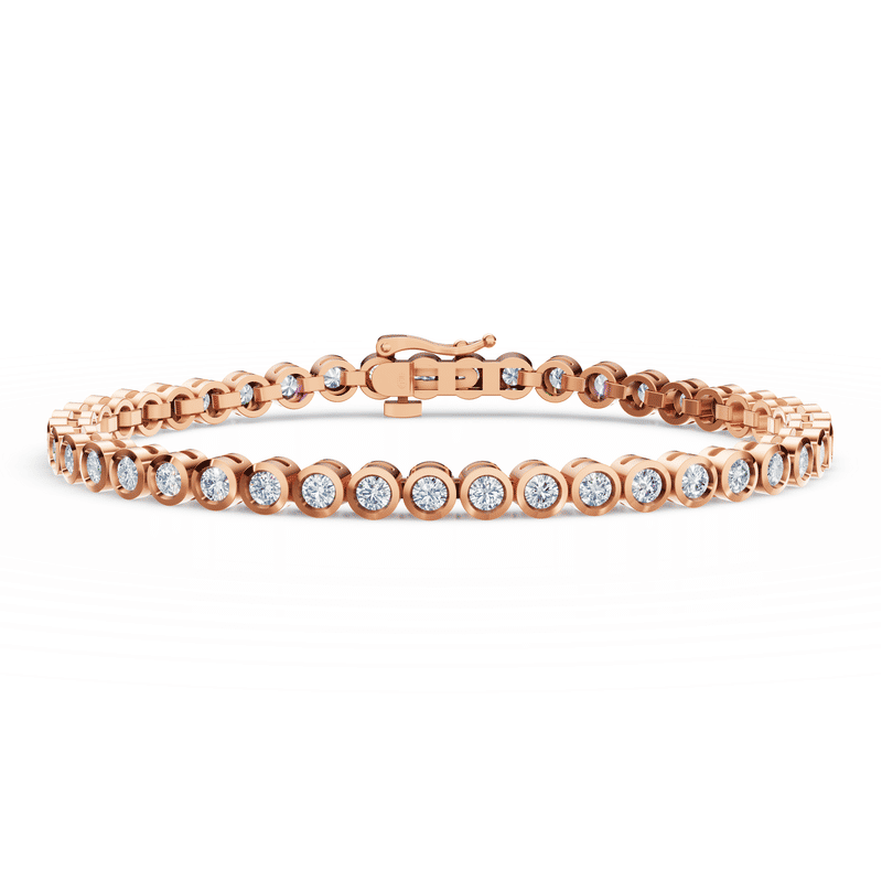 Dámský tenisový náramek DF 6507 z růžového zlata, s laboratorními diamanty, velikost M