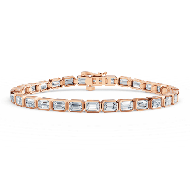 Dámský tenisový náramek DF 6509 z růžového zlata, s laboratorními diamanty, velikost M