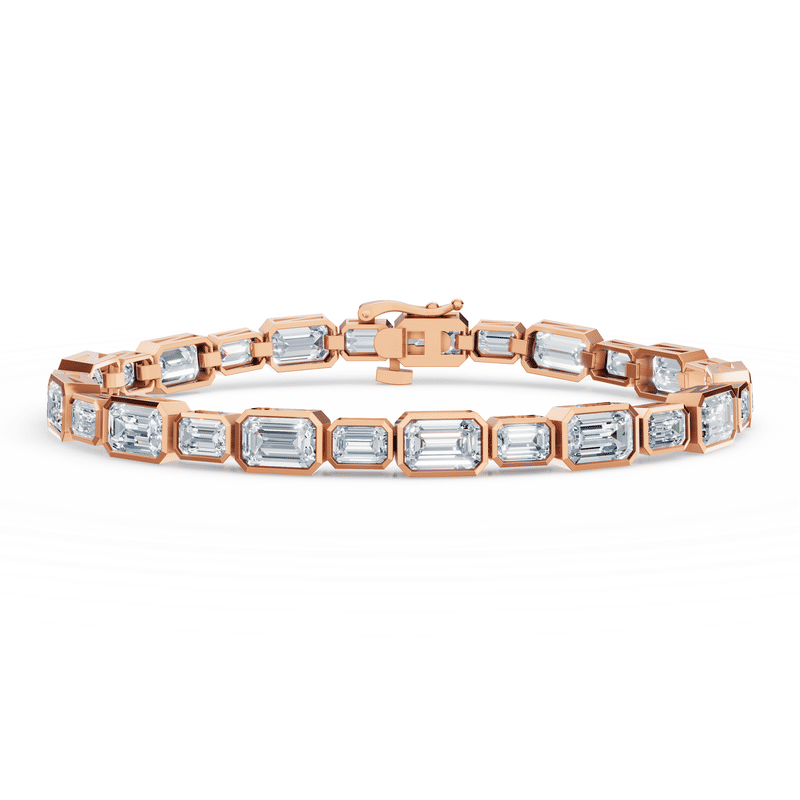 Dámský tenisový náramek DF 6511 z růžového zlata, s laboratorními diamanty, velikost S