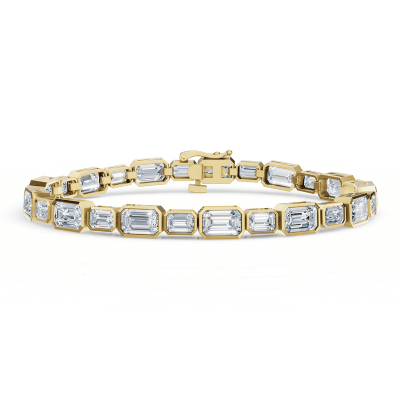 Dámský tenisový náramek DF 6511 ze žlutého zlata, s laboratorními diamanty, velikost M