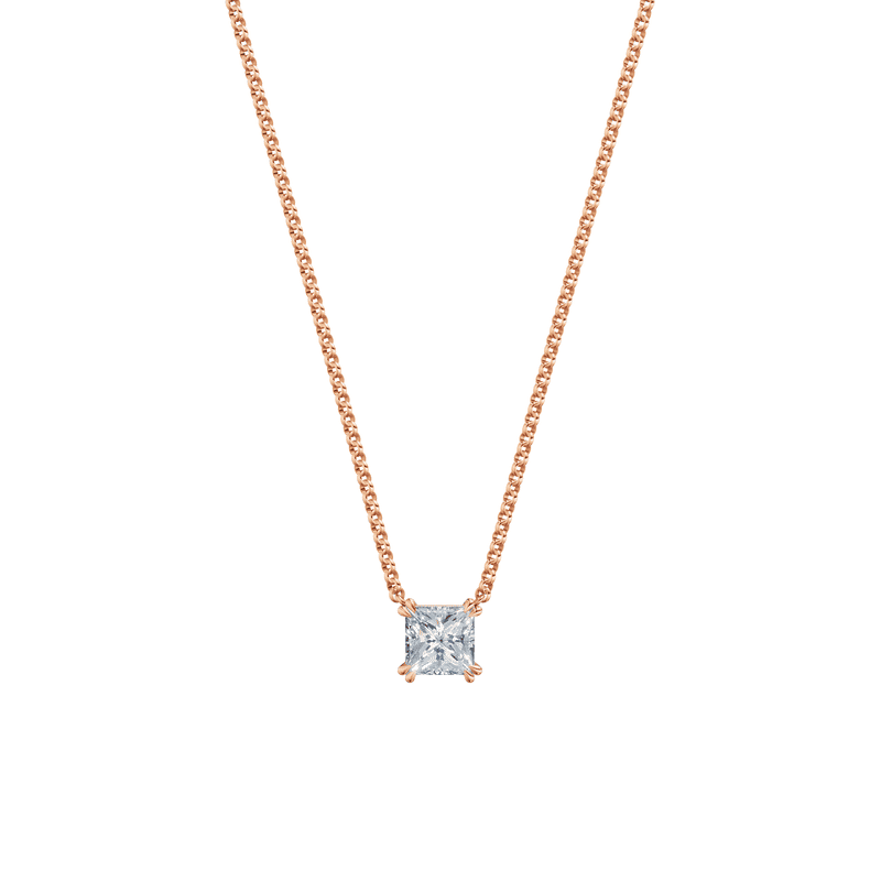 Dámský náhrdelník DF 6489, růžové zlato, s laboratorním diamantem o váze 1.50 ct VS1/F