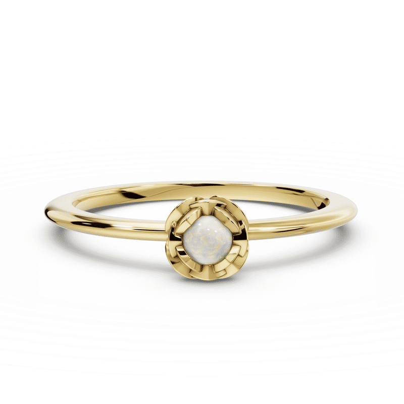 Zlatý dámský prsten DF 5680 ze žlutého zlata, opál mugle 55