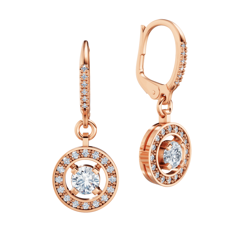 Zlaté dámské náušnice DF 3947, diamantové, růžové zlato