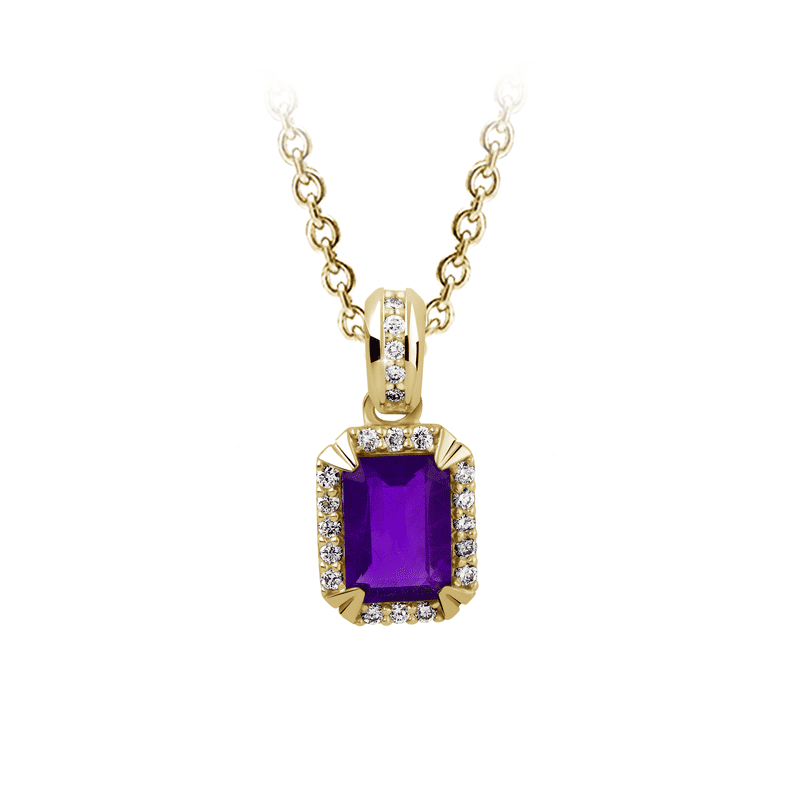 Zlatý dámský přívěsek DF 3465, žluté zlato, ametyst s diamanty