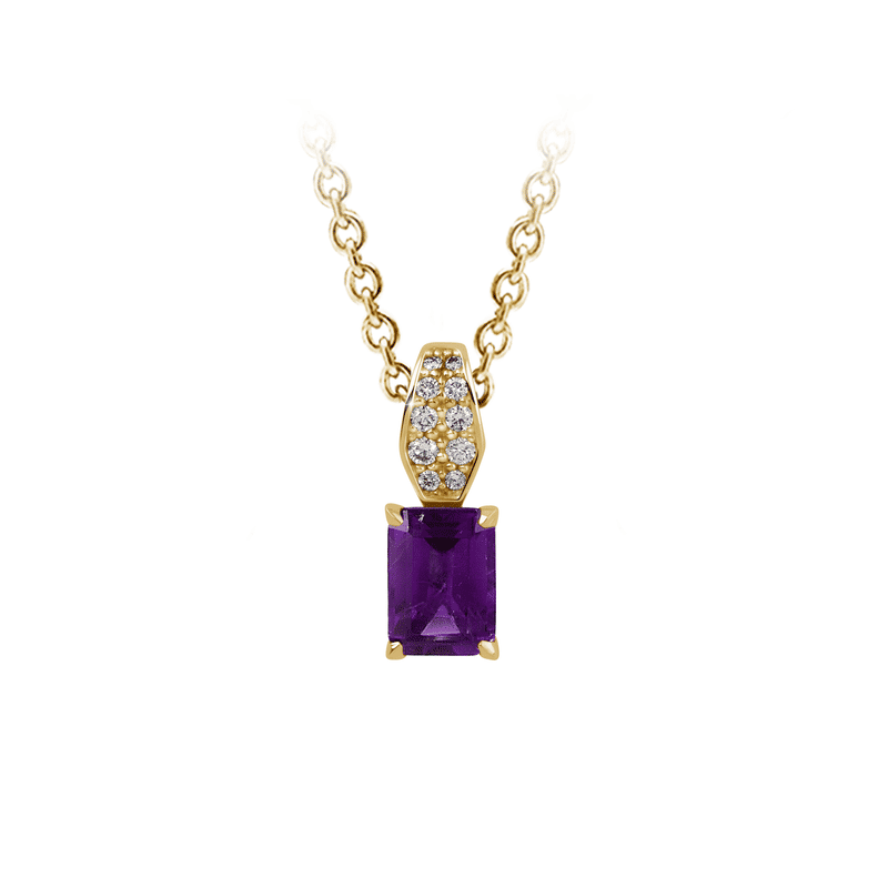 Zlatý dámský přívěsek DF 3457, žluté zlato, ametyst s diamanty
