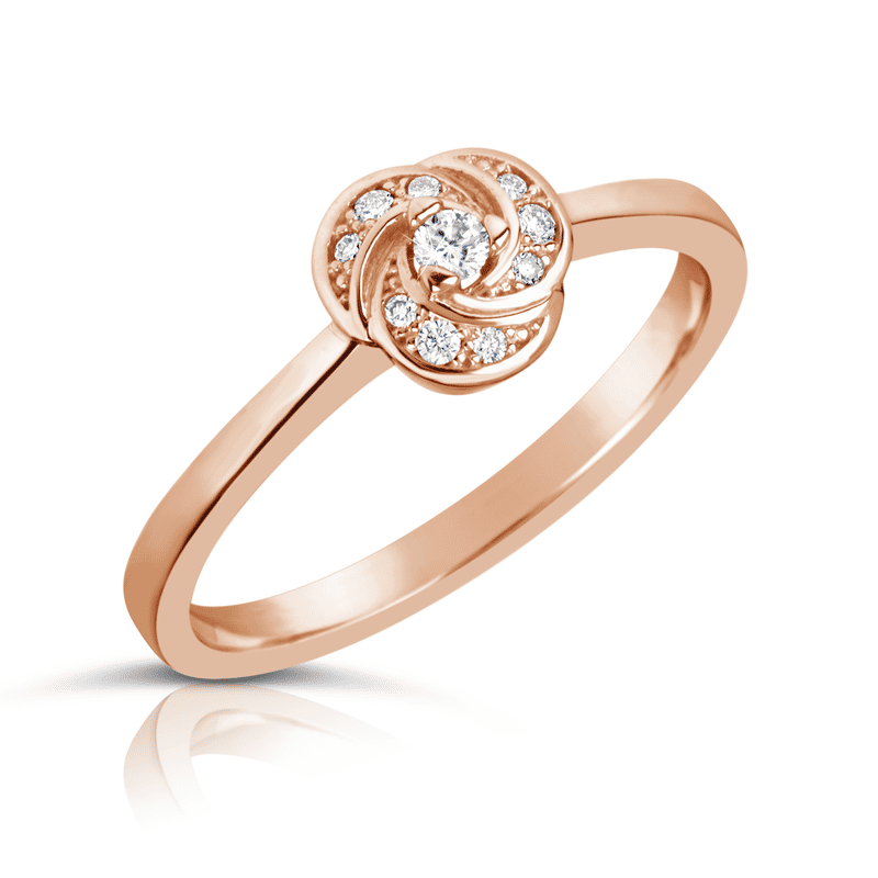 Zlatý dámský prsten DF 3008 z růžového zlata, s briliantem 50