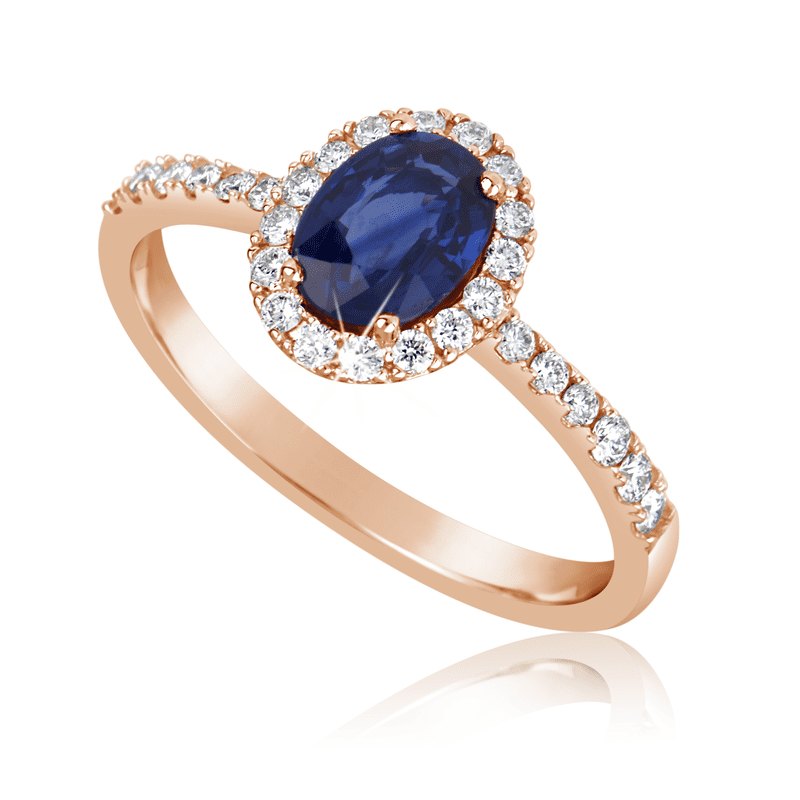 Zlatý zásnubní prsten DF 3101, růžové zlato, safír s diamanty 59