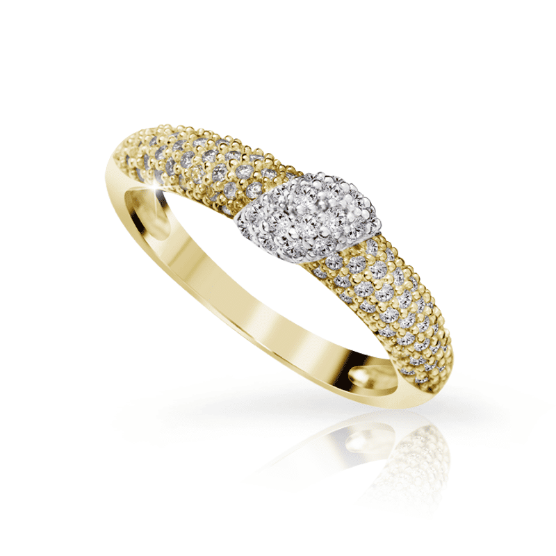 Zlatý prsten DF 3200 ze žlutého zlata, s brilianty 56