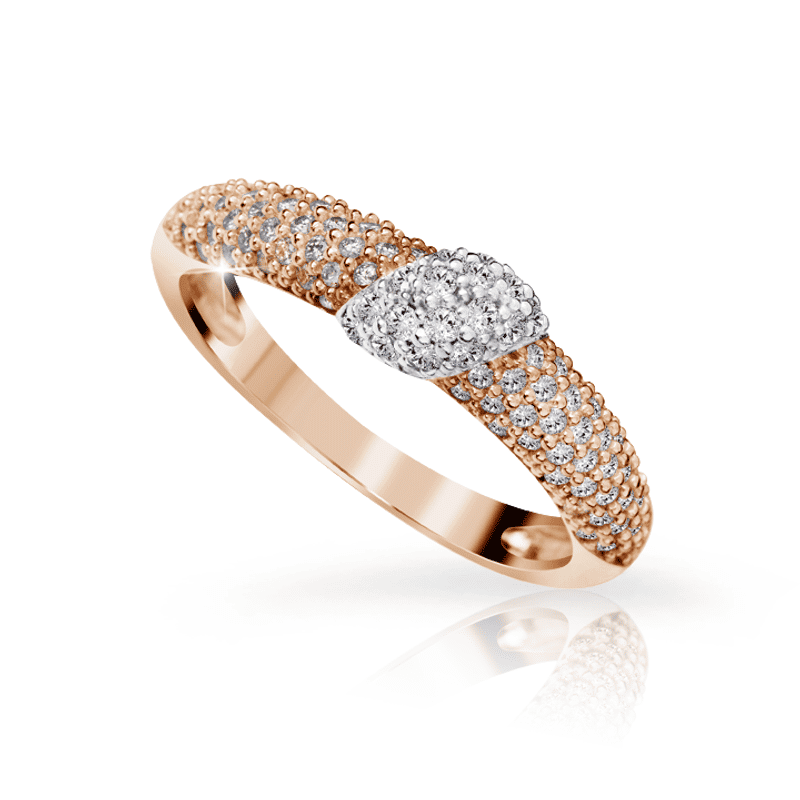 Zlatý prsten DF 3200 z růžového zlata, s brilianty 63