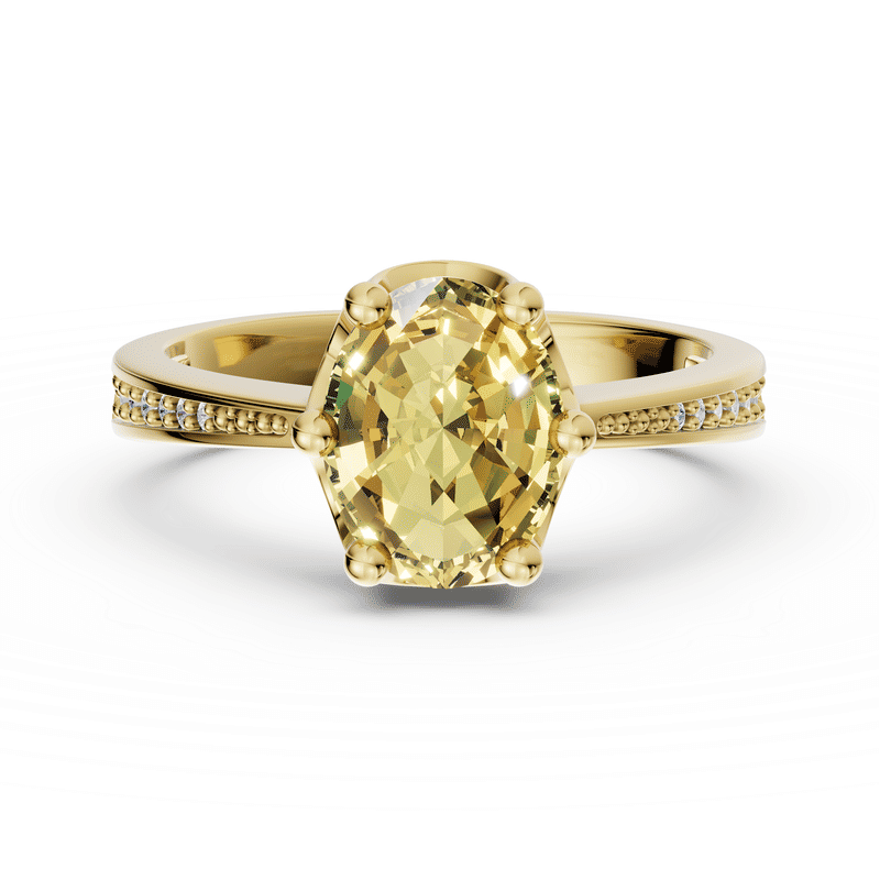 Zlatý zásnubní prsten DF 3362, žluté zlato, citrín s diamanty 59