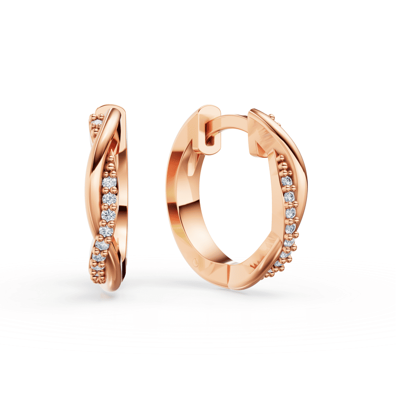 Zlaté dámské náušnice DF 4103, růžové zlato, s diamanty