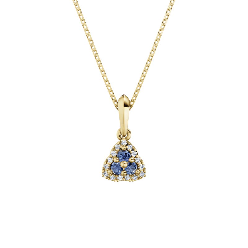 Zlatý dámský přívěsek DF 3270, žluté zlato, diamanty a safíry