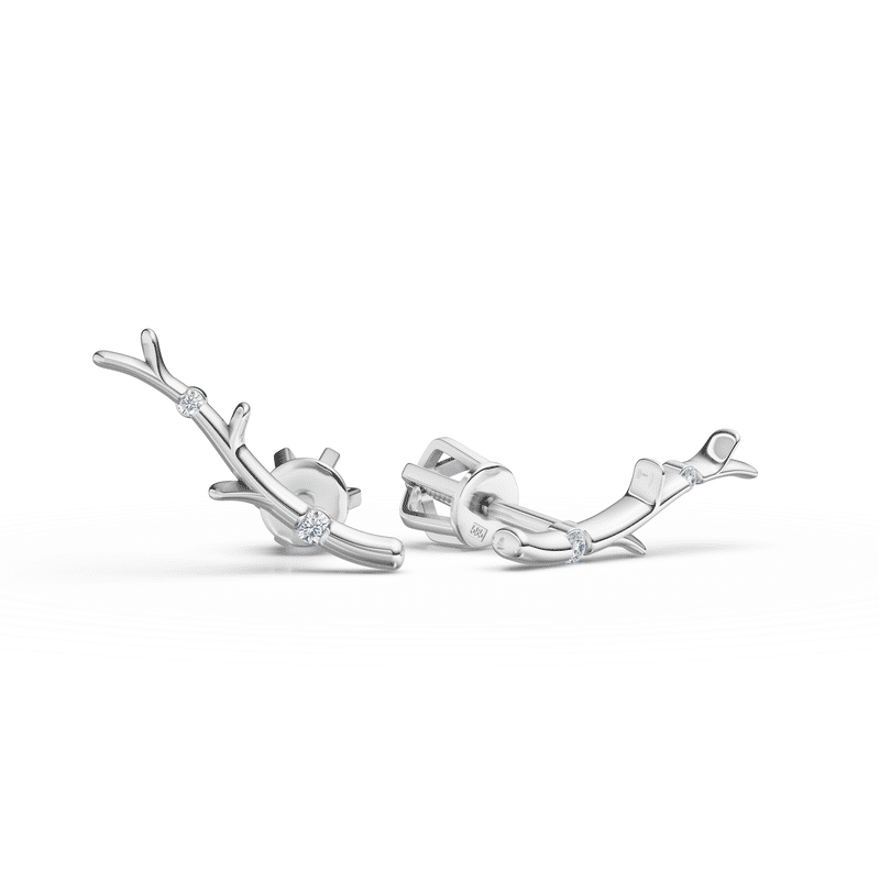 Zlaté dámské náušnice DF 5050, bílé zlato, s diamanty