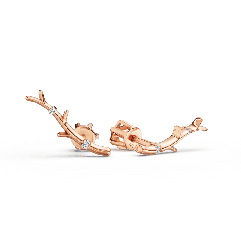 Zlaté dámské náušnice DF 5050, růžové zlato, s diamanty