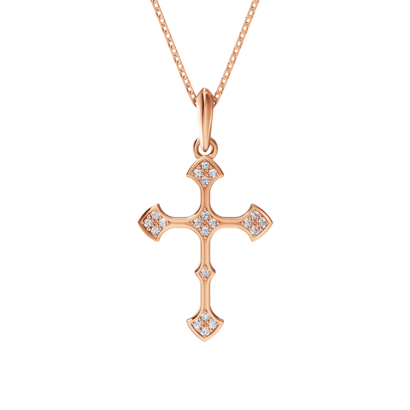 Zlatý dámský přívěsek DF 4201, růžové zlato, s diamanty