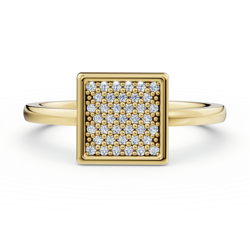 Zlatý dámský prsten DF 4188, žluté zlato, s diamanty 58