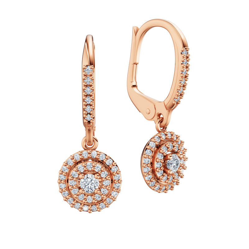 Náušnice DF 4348, růžové zlato, s diamanty