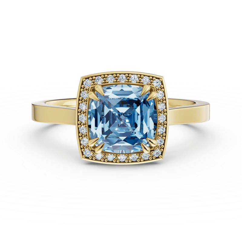 Prsten DF 3148, žluté zlato, s Blue Sky Topazem a diamanty 46