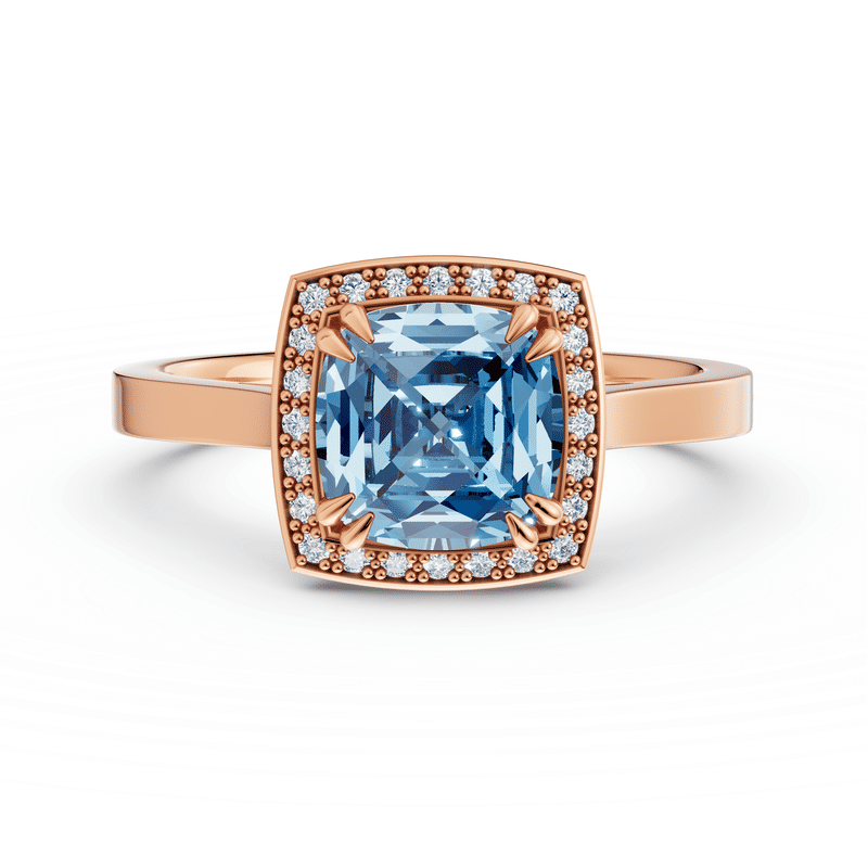 Prsten DF 3148, růžové zlato, s Blue Sky Topazem a diamanty 46