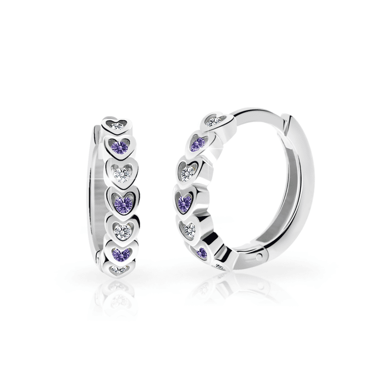 Dětské náušnice Danfil kroužky C3340 ze stříbra, s kamínky Amethyst