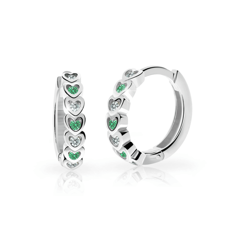 Dětské náušnice Danfil kroužky C3340 ze stříbra, s kamínky Emerald Green