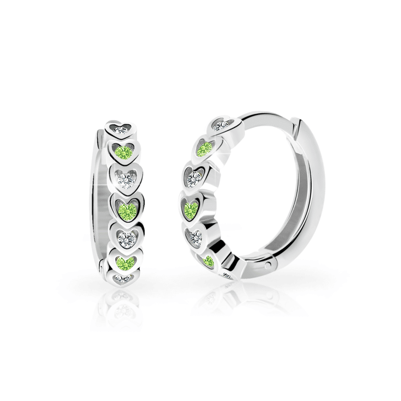 Dětské náušnice Danfil kroužky C3340 ze stříbra, s kamínky Peridot Green