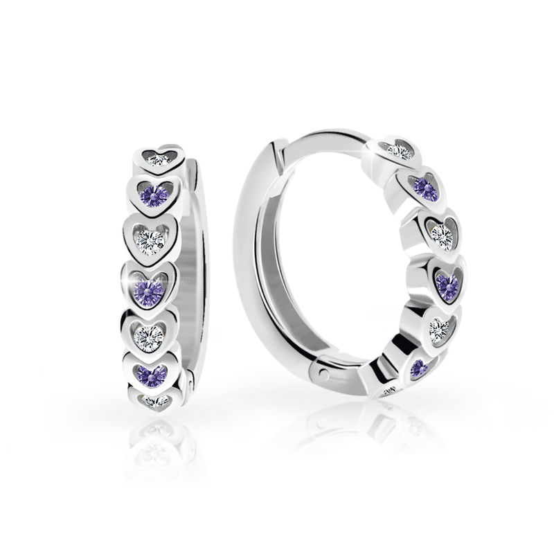 Dětské náušnice Danfil kroužky C3341 ze stříbra, s kamínky Amethyst