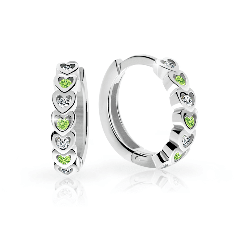 Dětské náušnice Danfil kroužky C3341 ze stříbra, s kamínky Peridot Green