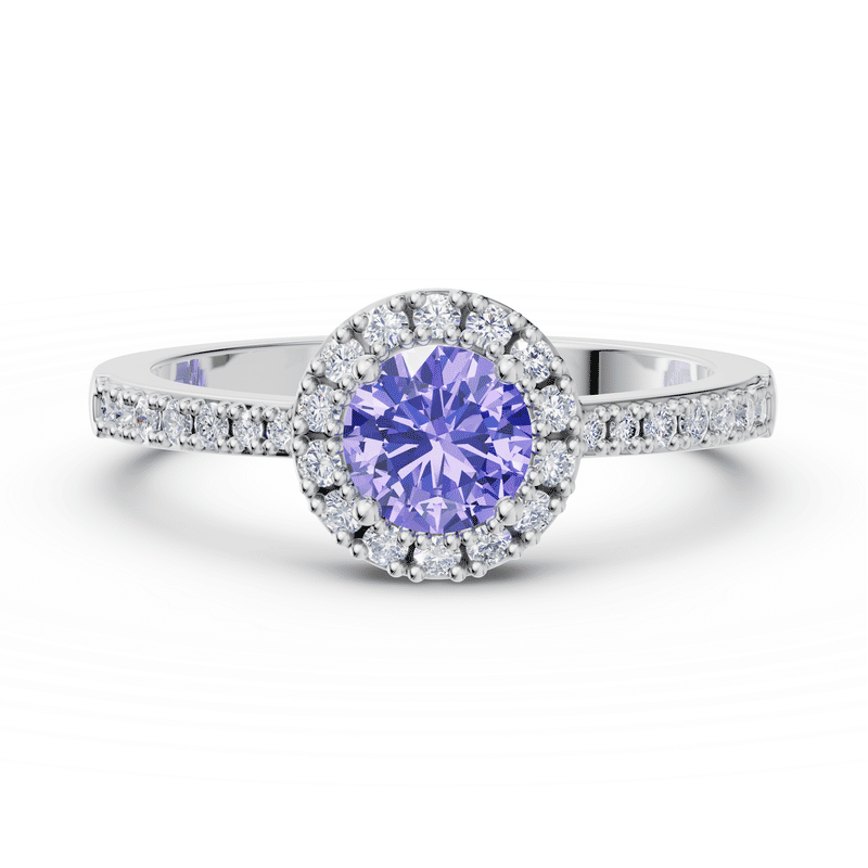 Zlatý prsten DF 3098 z bílého zlata s tanzanitem a diamanty o celkové váze 0.88 ct 64