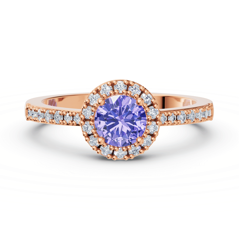 Zlatý prsten DF 3098 z růžového zlata s tanzanitem a diamanty o celkové váze 0.88 ct 64