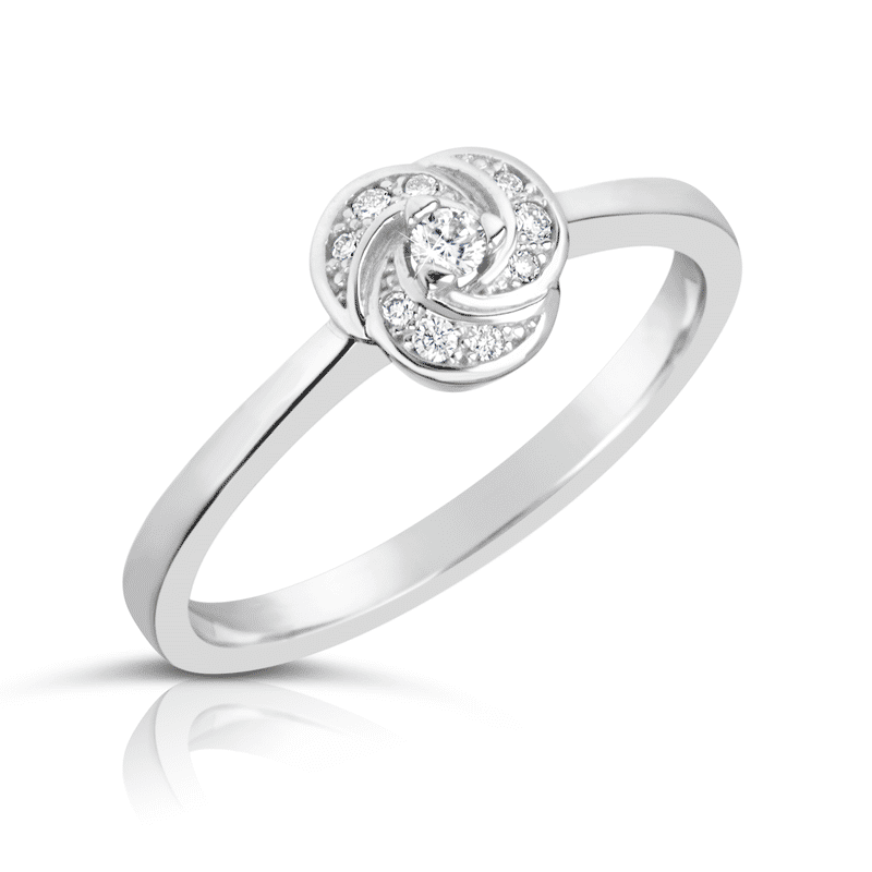 Zlatý dámský prsten DF 3008 z bílého zlata, s briliantem 55