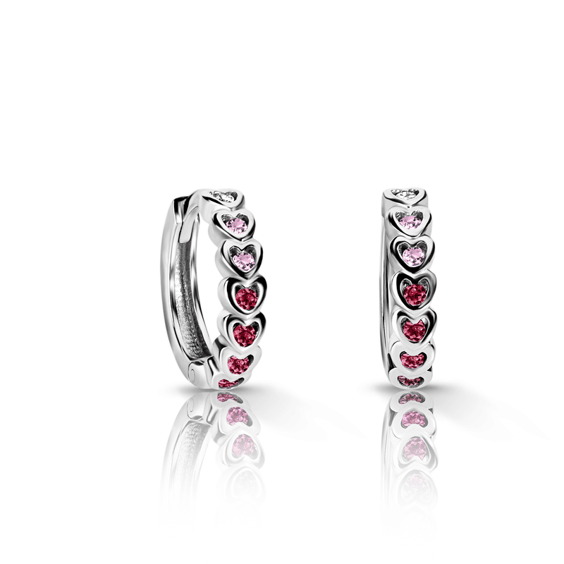 Dětské náušnice Danfil kroužky C 3341/G0 z bílého zlata, s duhovými zirkony