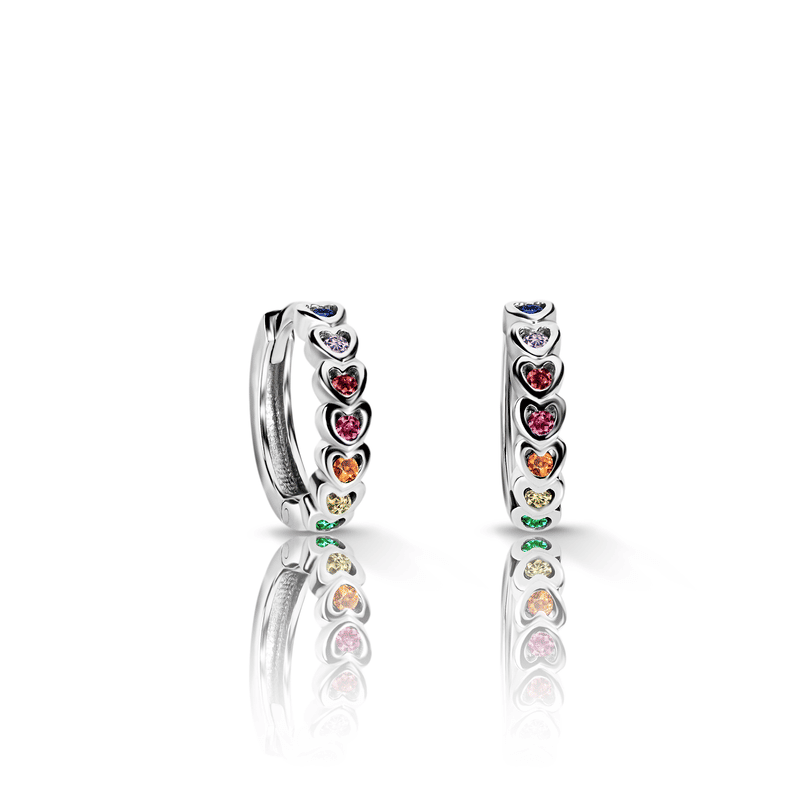 Dětské náušnice Danfil kroužky C 3340/G1 z bílého zlata, s duhovými zirkony