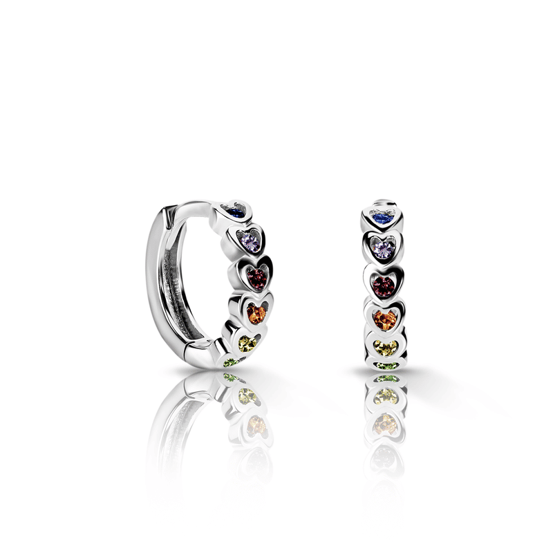 Dětské náušnice Danfil kroužky C3339/G1 z bílého zlata, s duhovými zirkony