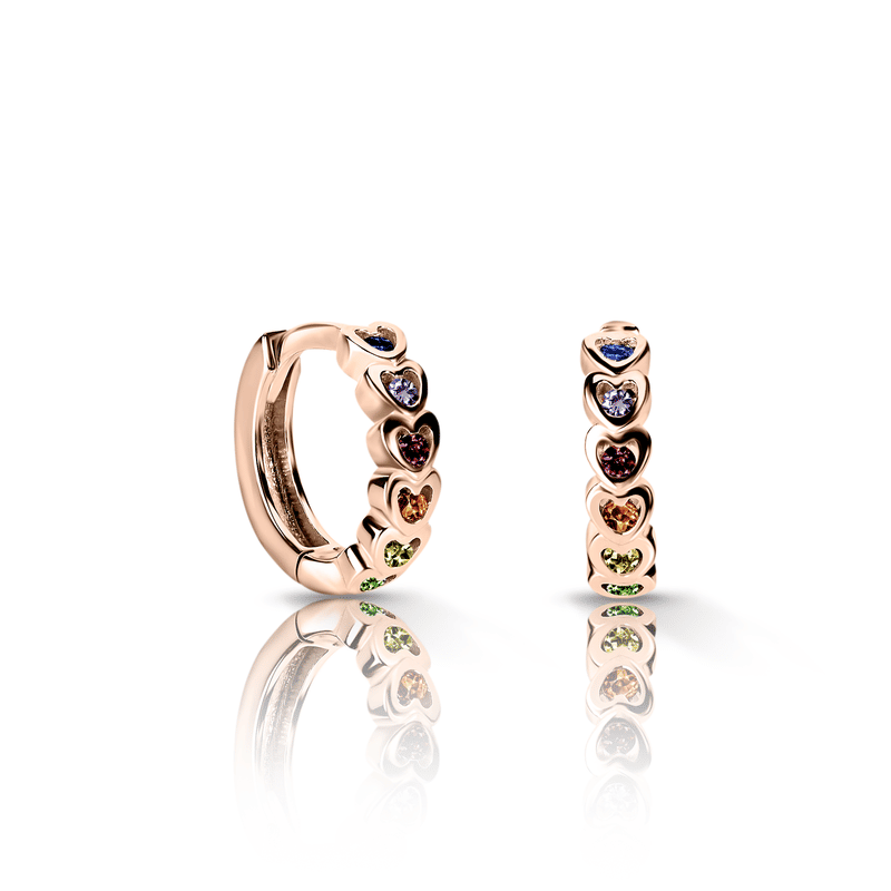 Dětské náušnice Danfil kroužky C3339/G1 ze žlutého zlata, s duhovými zirkony