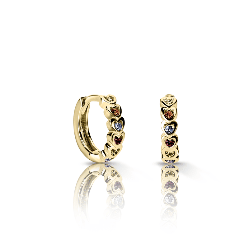 Dětské náušnice Danfil kroužky C3339/G2 ze žlutého zlata, s duhovými zirkony