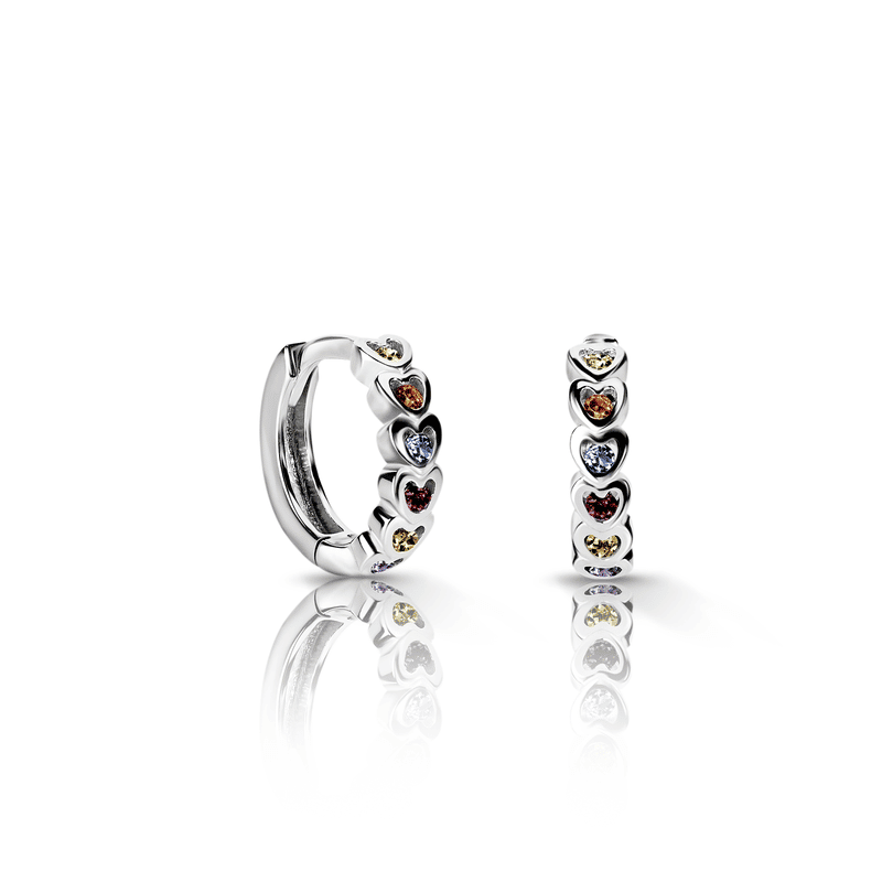 Dětské náušnice Danfil kroužky C3339/G2 z bílého zlata, s duhovými zirkony