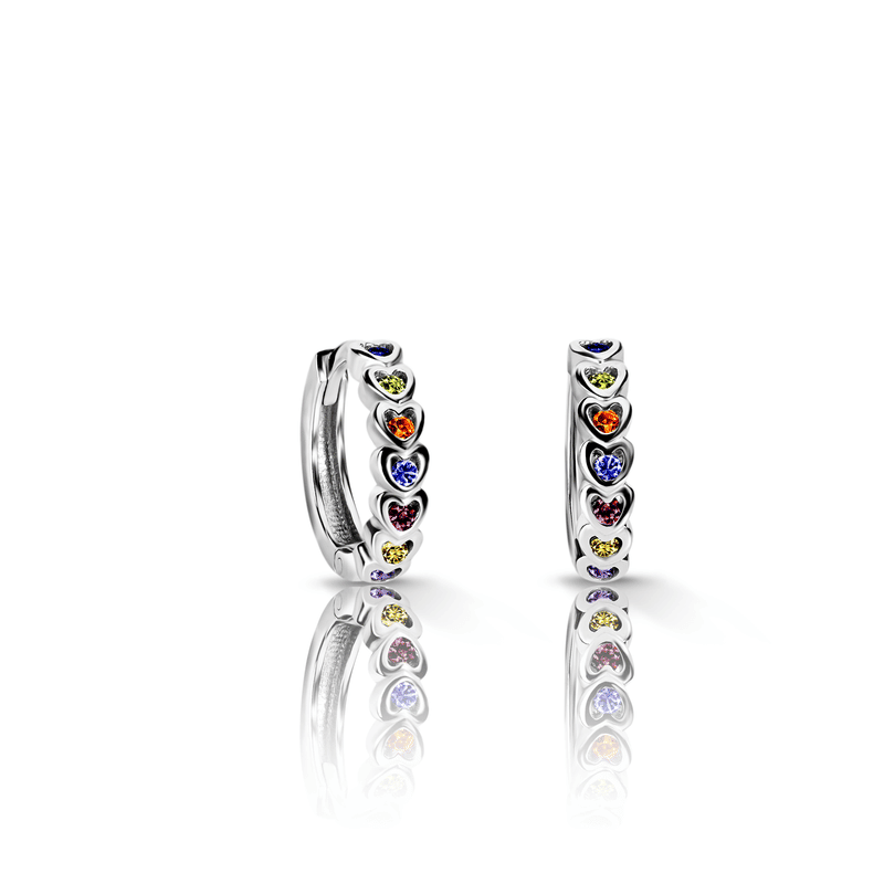 Dětské náušnice Danfil kroužky C 3340/G2 z bílého zlata, s duhovými zirkony